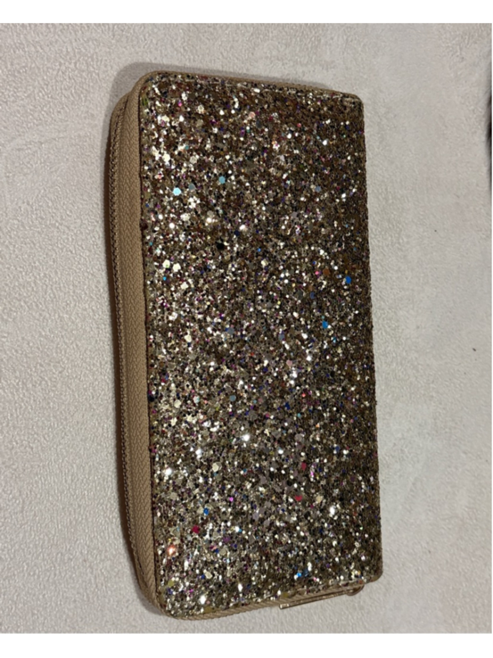 Women's Unbranded Gold Glitter Zip Wallet One Size